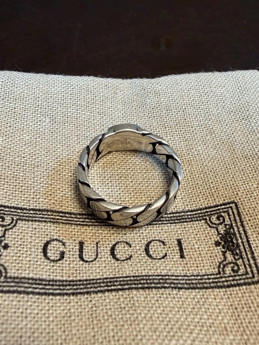 New Authentic Gucci GG Green Logo Ring Size IT 10 / US 5.25 - Picture 8 of 13